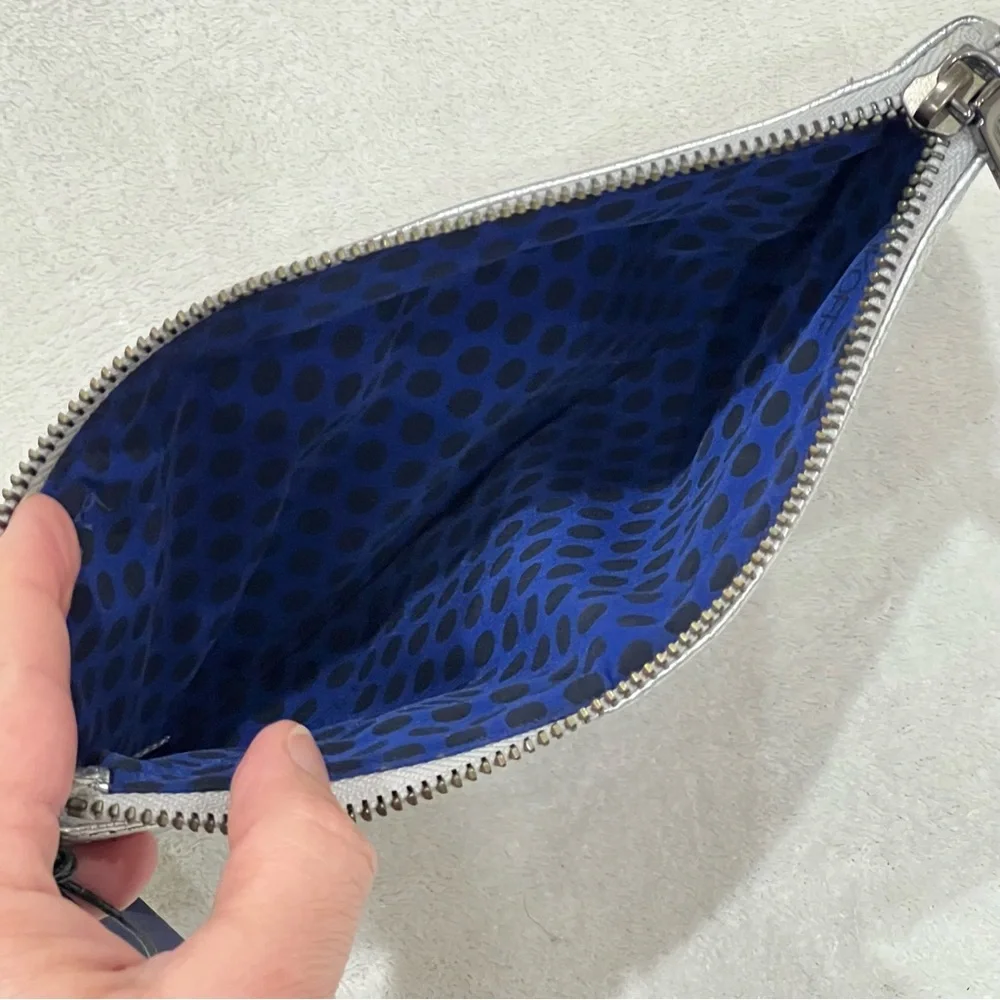 Rebecca Minkoff Silver Leather Skinny MAC Clutch NWT